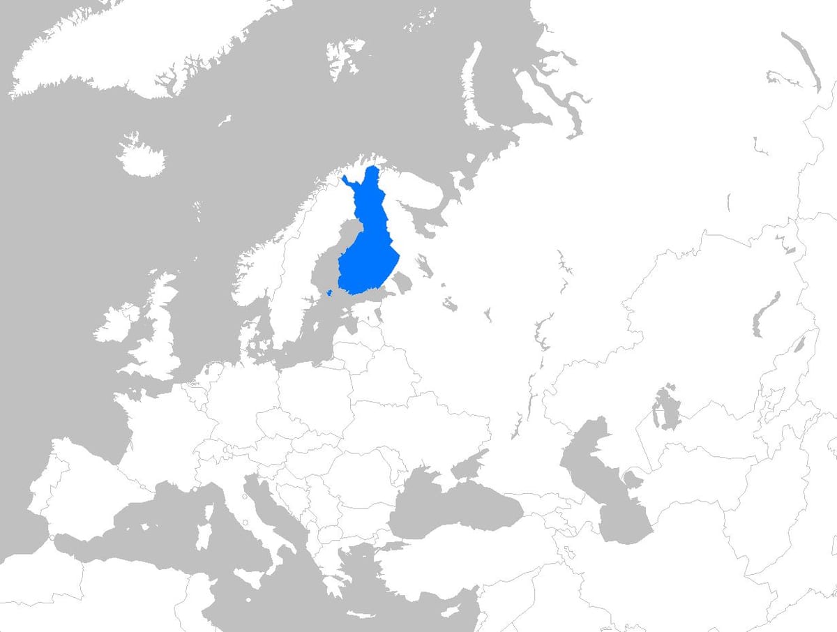 Финлянд газрын зураг дээр европын